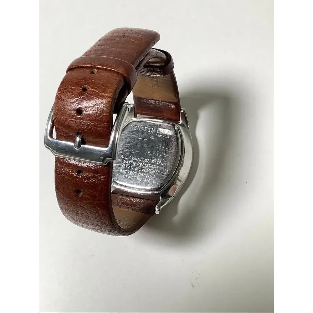 Kenneth Cole NY Men's Brown Leather Tonneau Moonphase Chronograph Watch F16-24